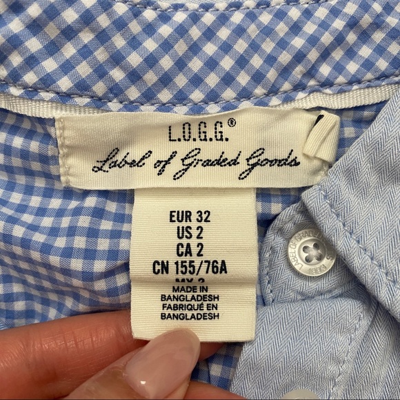 H&M Blue Button Up With Elbow Patches - Picture 3 of 9